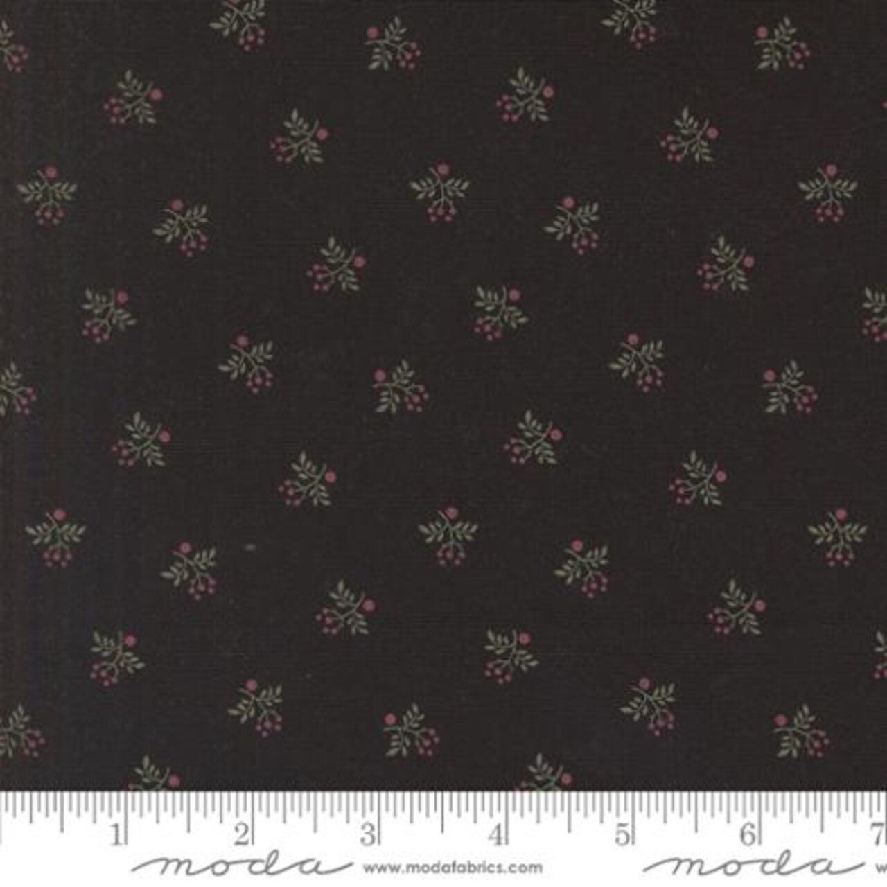 Fabric Moda Black Holly A Vintage Christmas by the Quarter Yard 9787-19